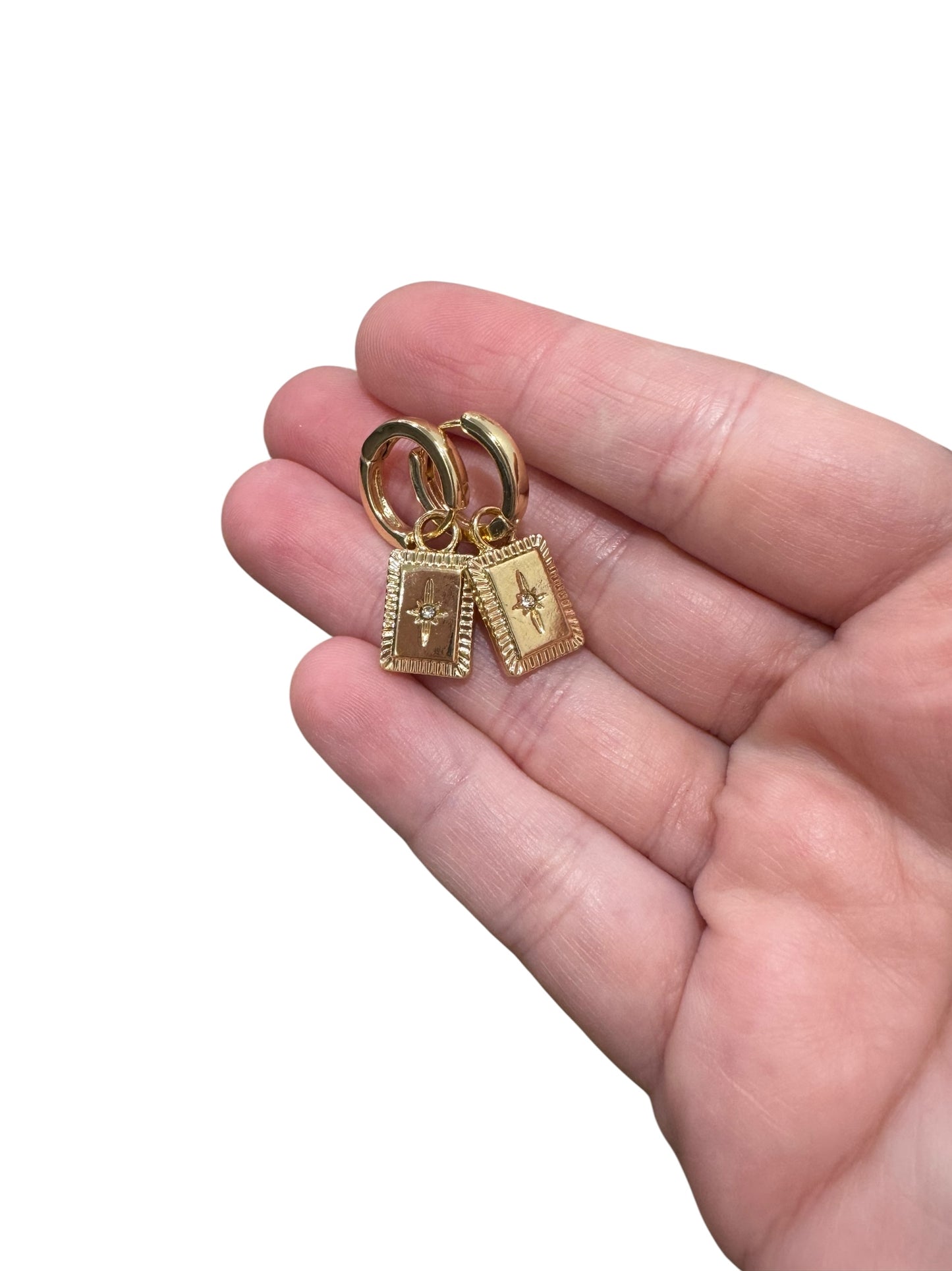 Goddess Earrings Rectangle - Gold plated
