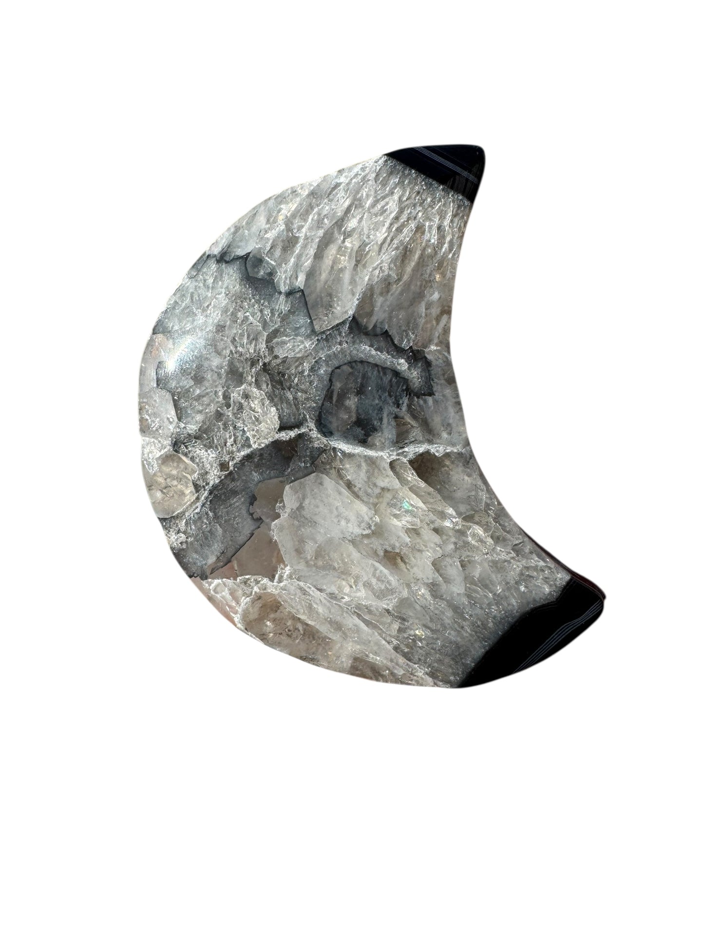 Black Agate Moon Carving