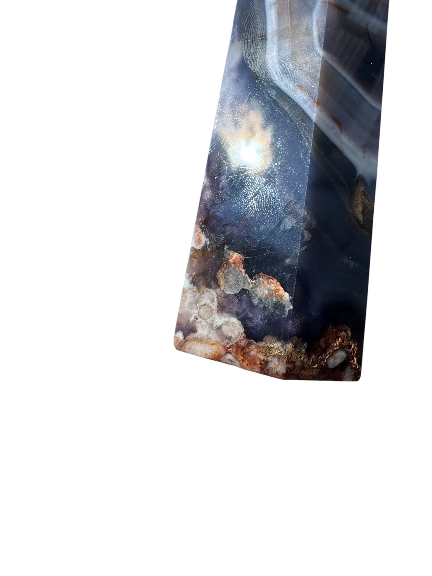 Blue Flower Agate Tower