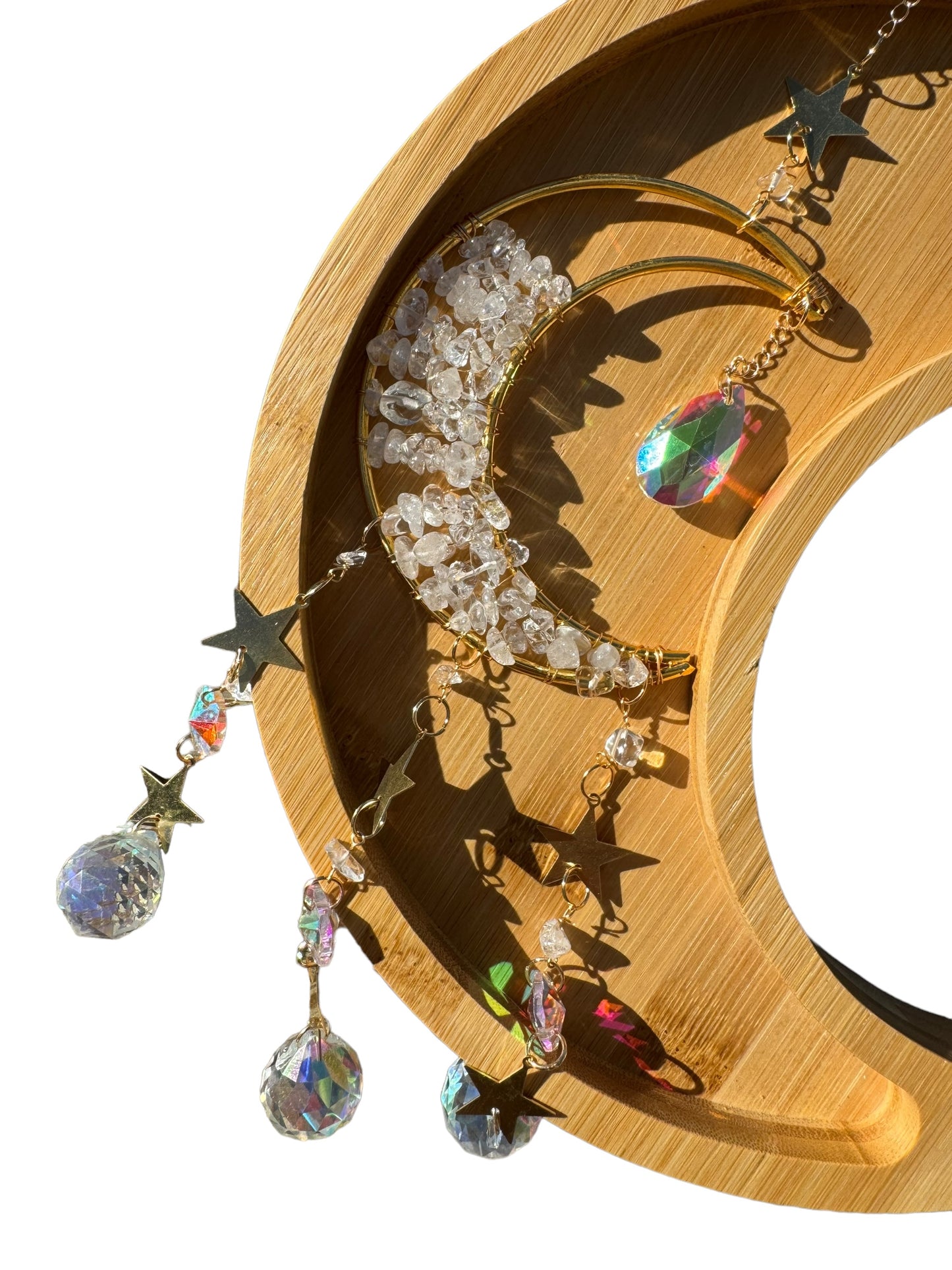 Clear Quartz Moon Sun catcher