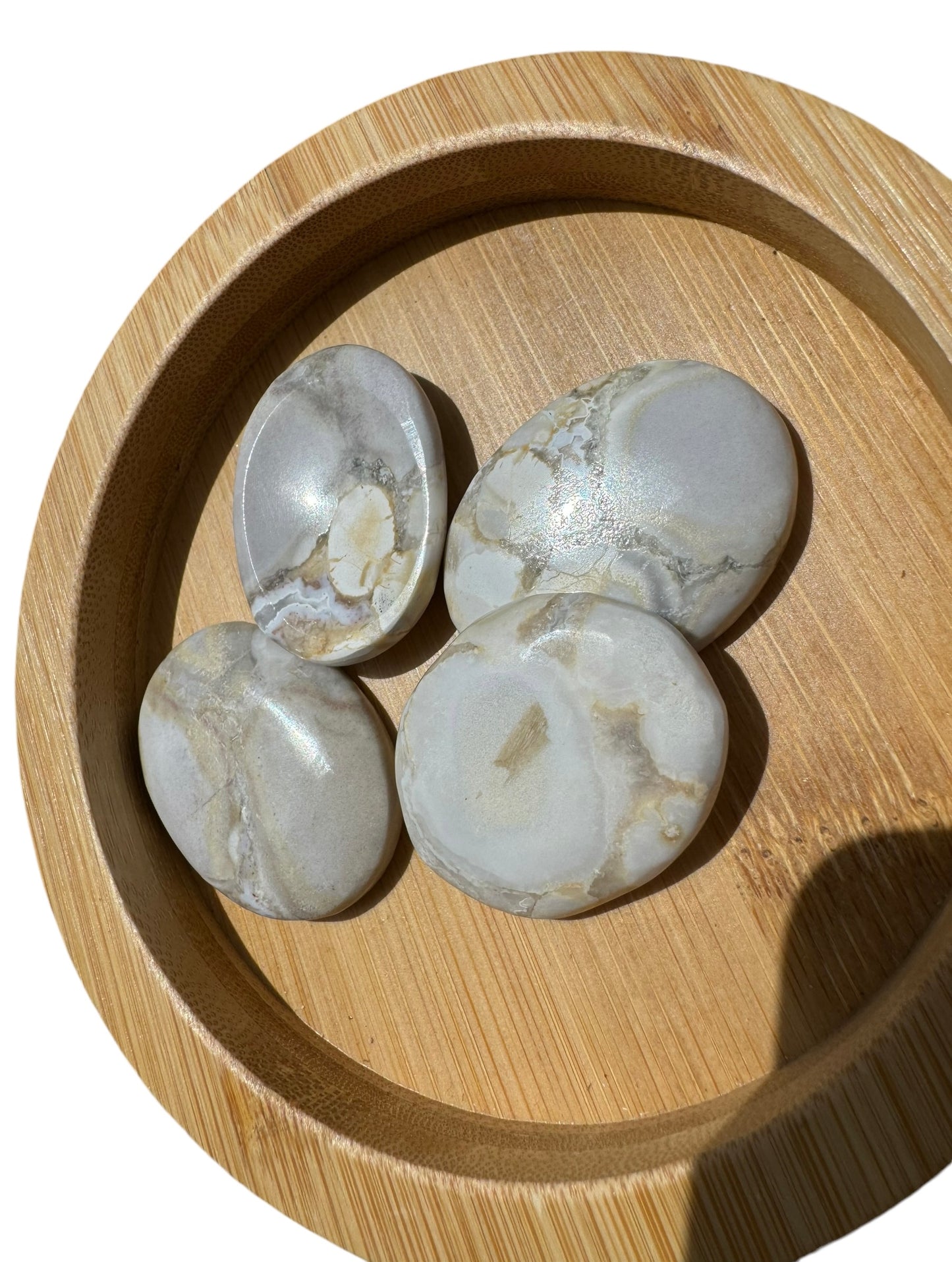 White Conglomerate Jasper Worry Stone