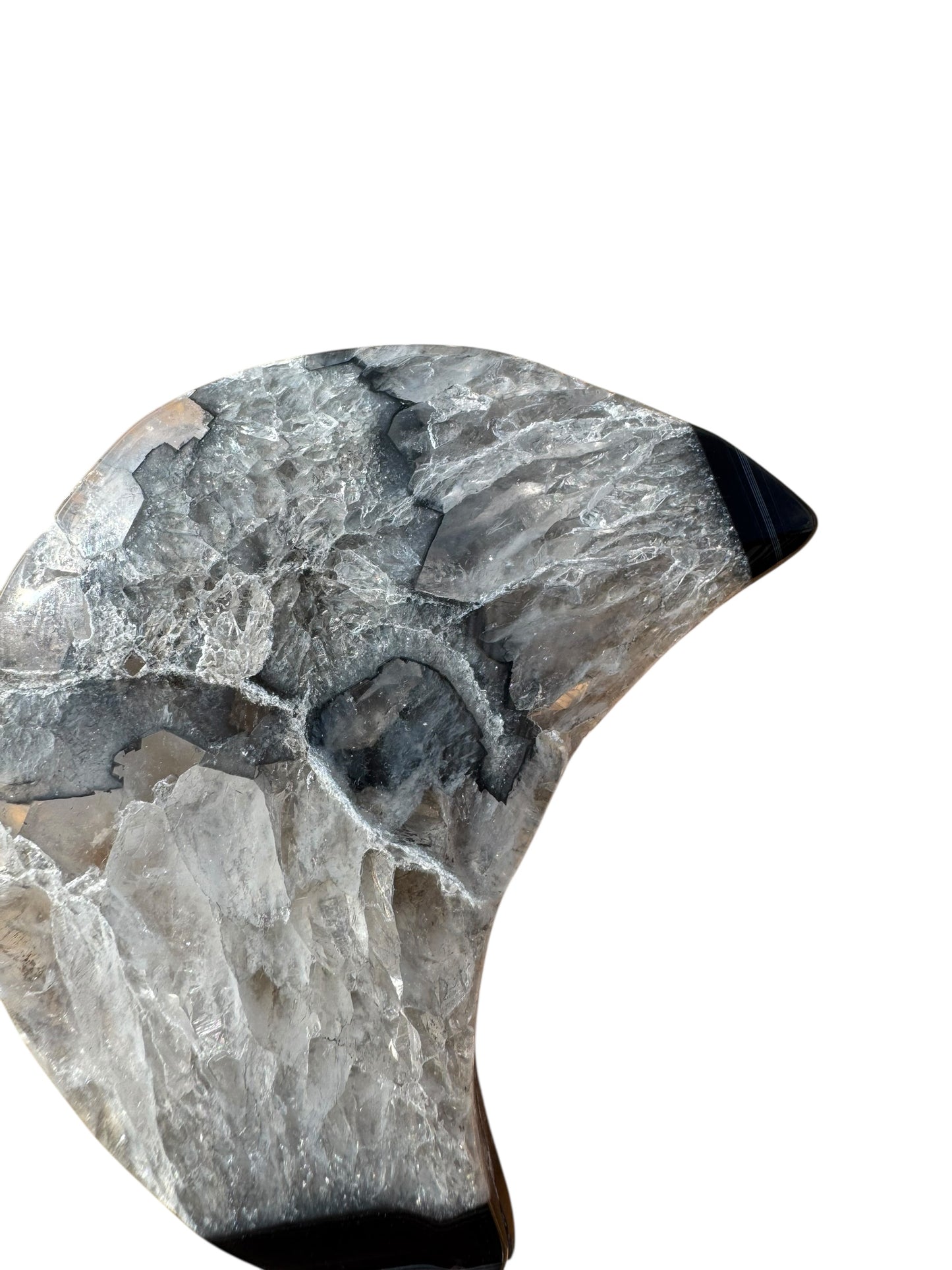 Black Agate Moon Carving