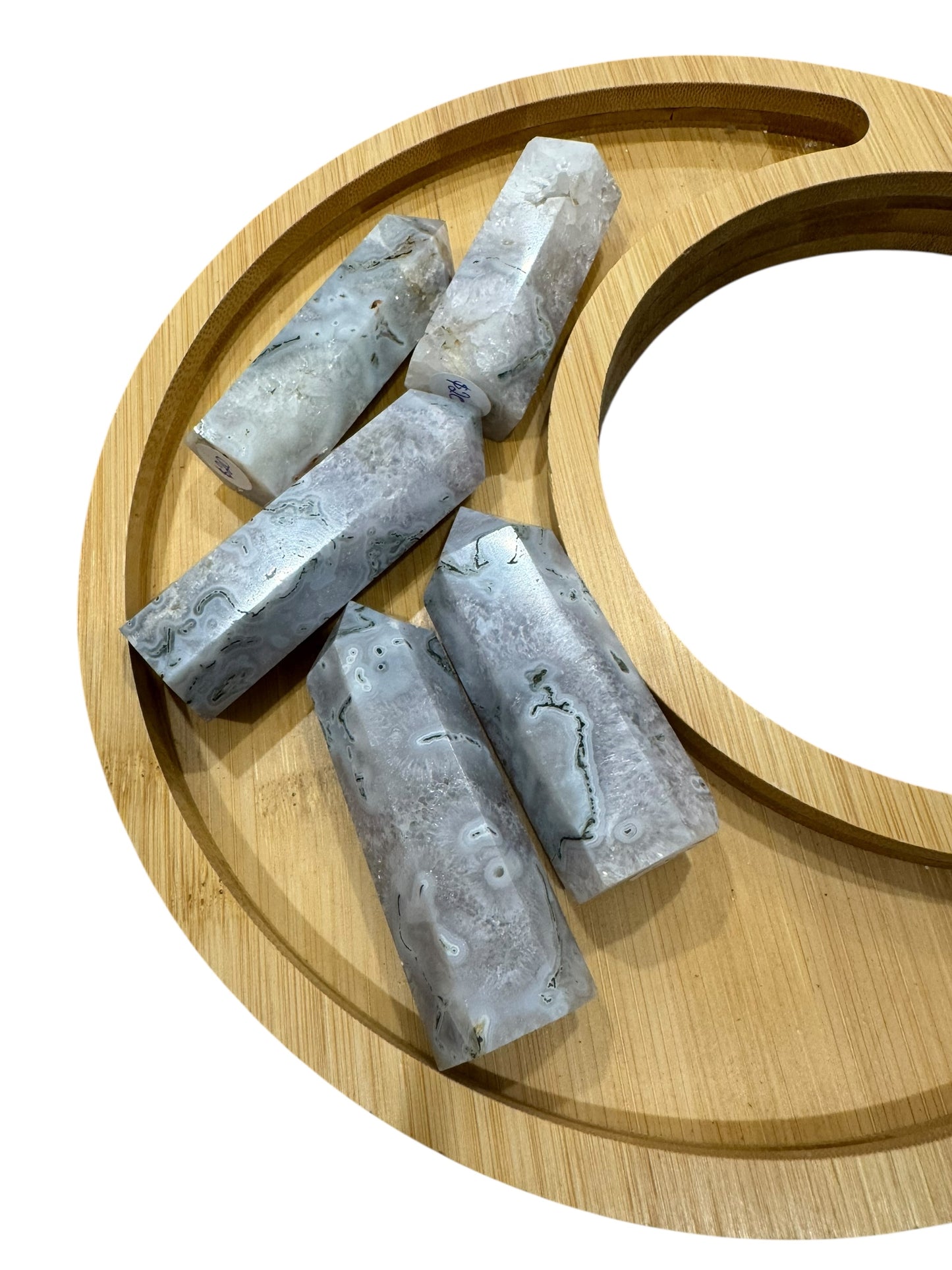 White Moss Agate Tower