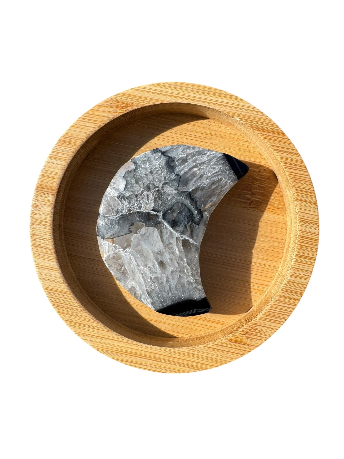 Black Agate Moon Carving