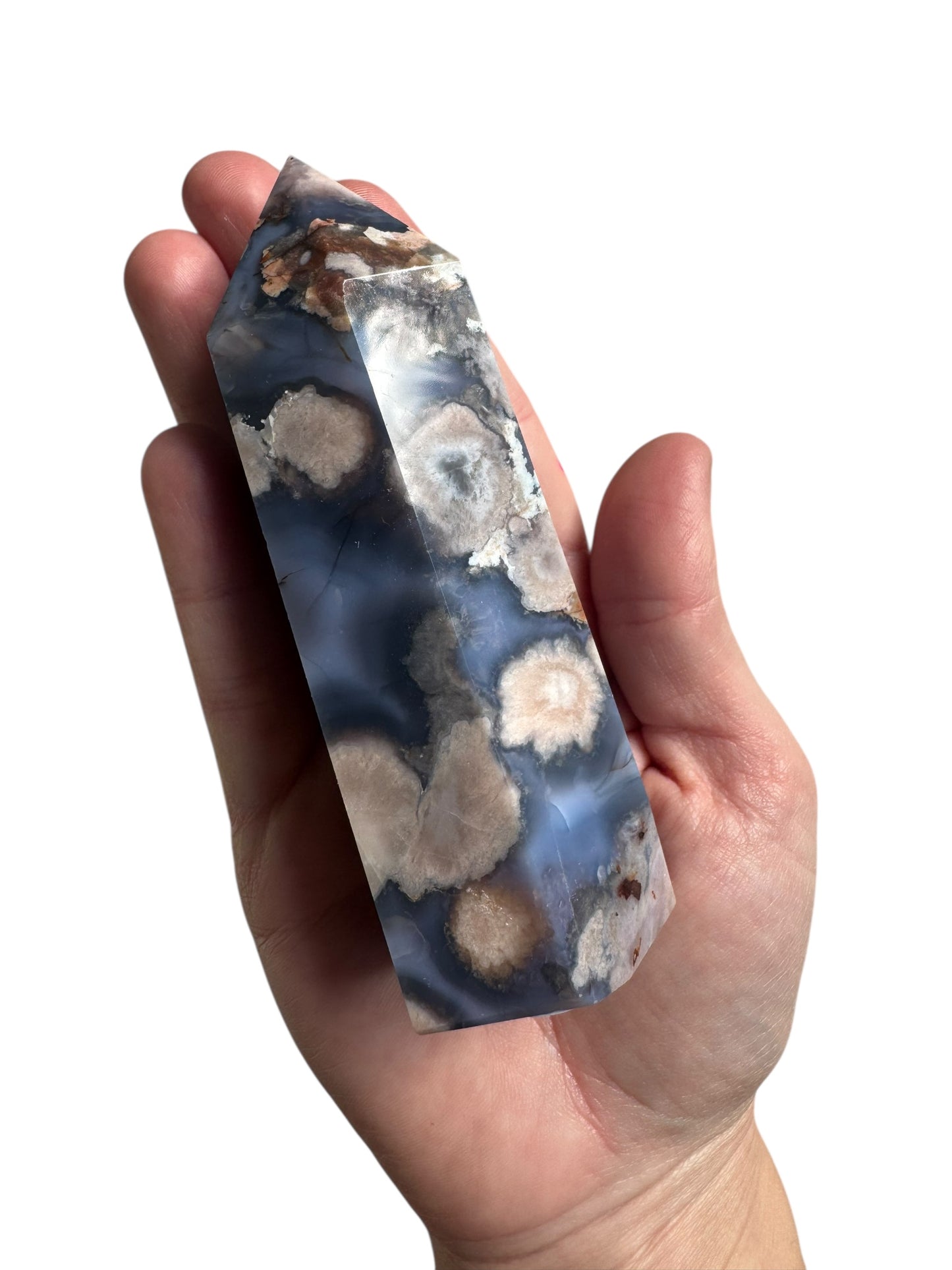 Blue Flower Agate Tower