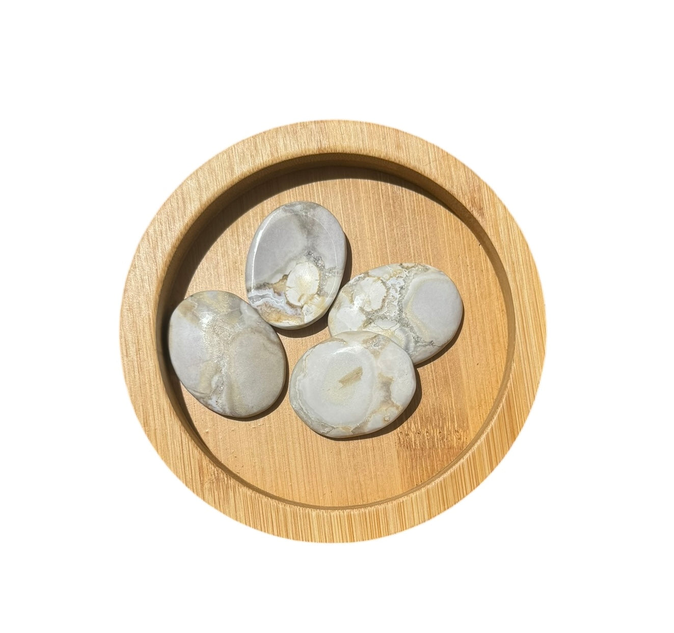 White Conglomerate Jasper Worry Stone