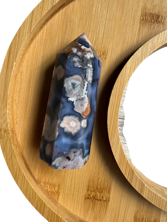 Blue Flower Agate Tower