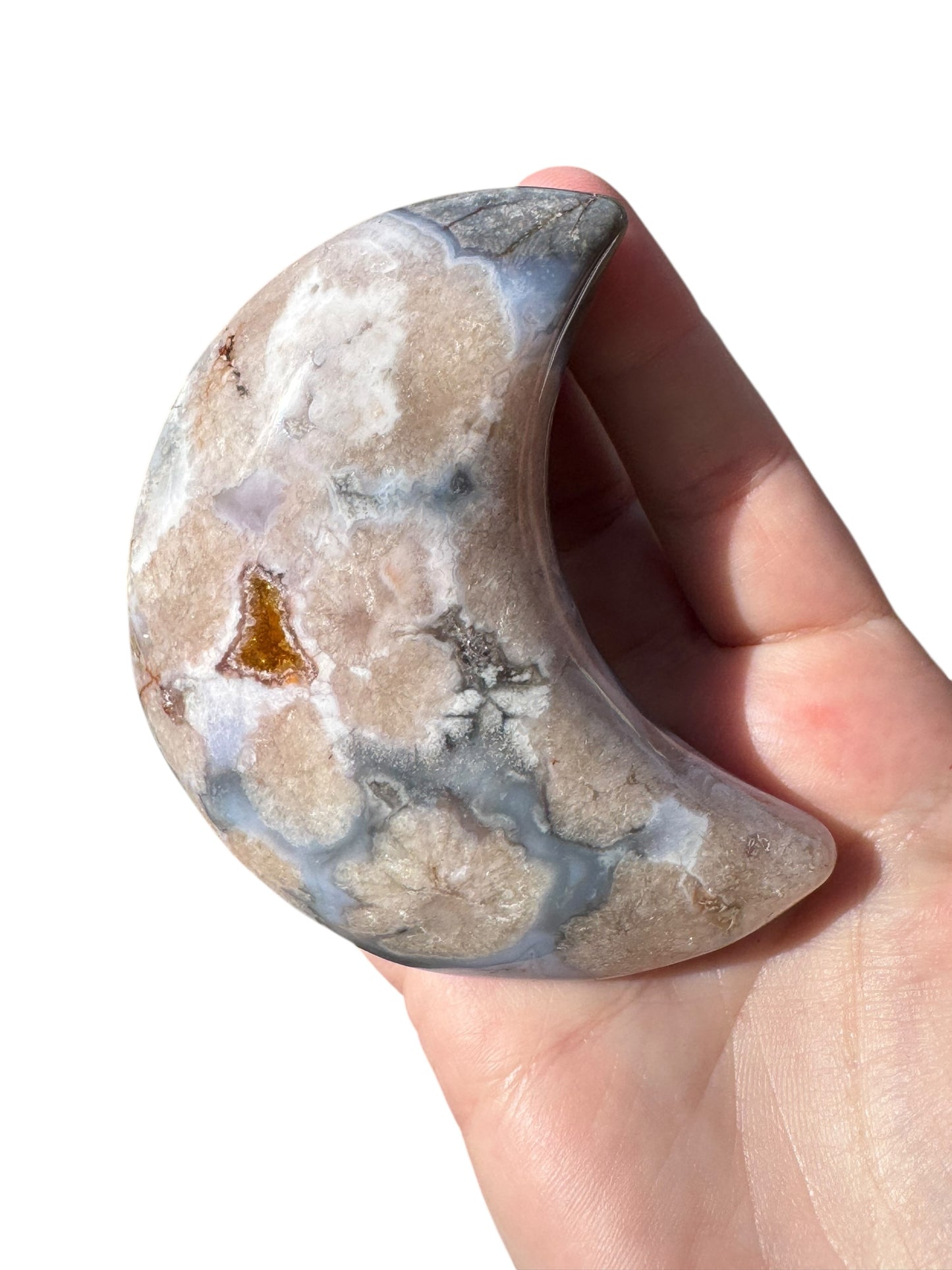 Blue Flower Agate Moon