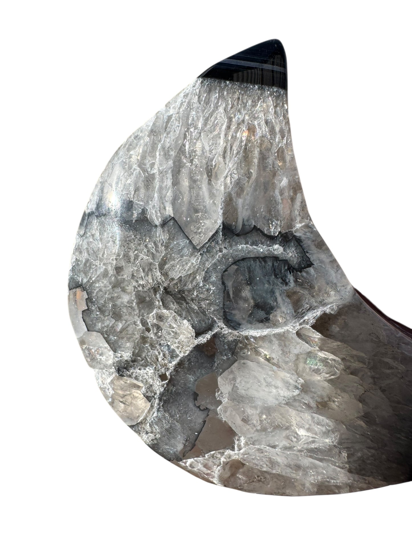 Black Agate Moon Carving