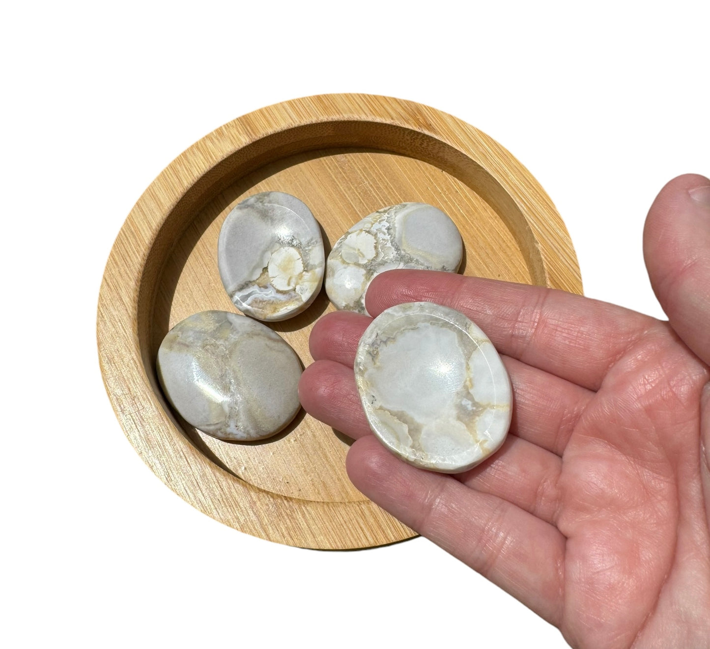 White Conglomerate Jasper Worry Stone