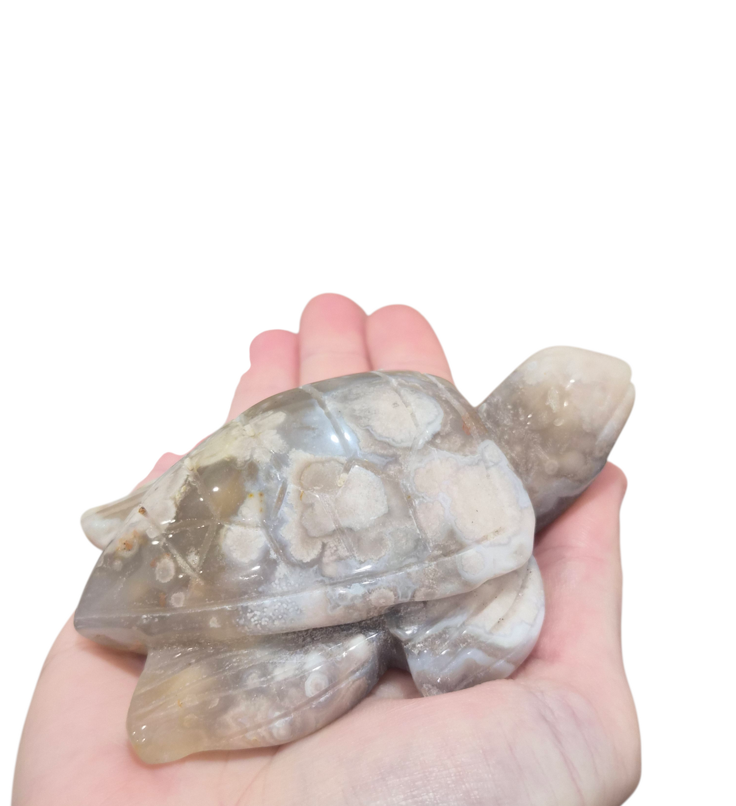 Flower Agate Turtle Carving 208