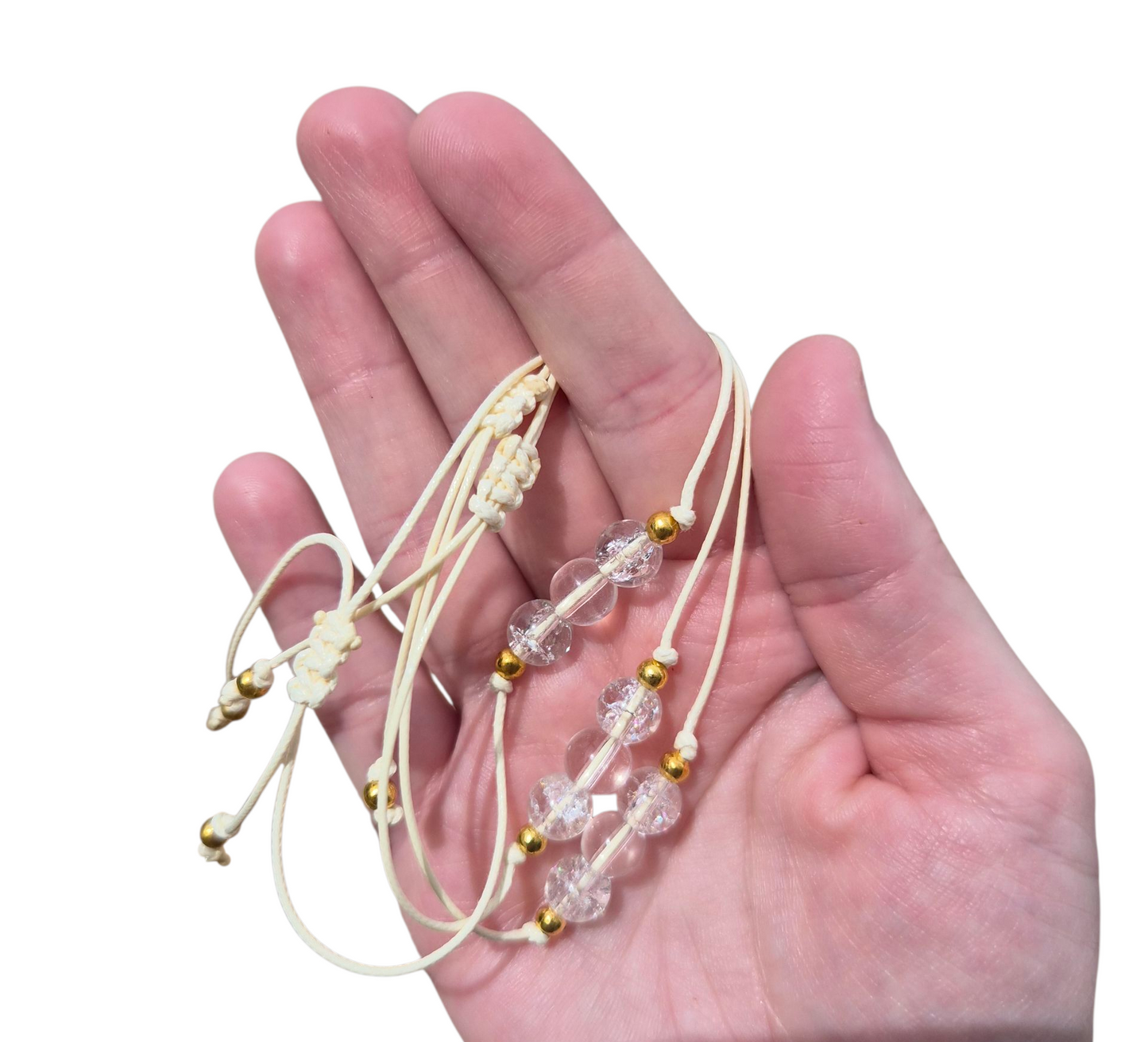 Clear Quartz 3Bead Bracelet