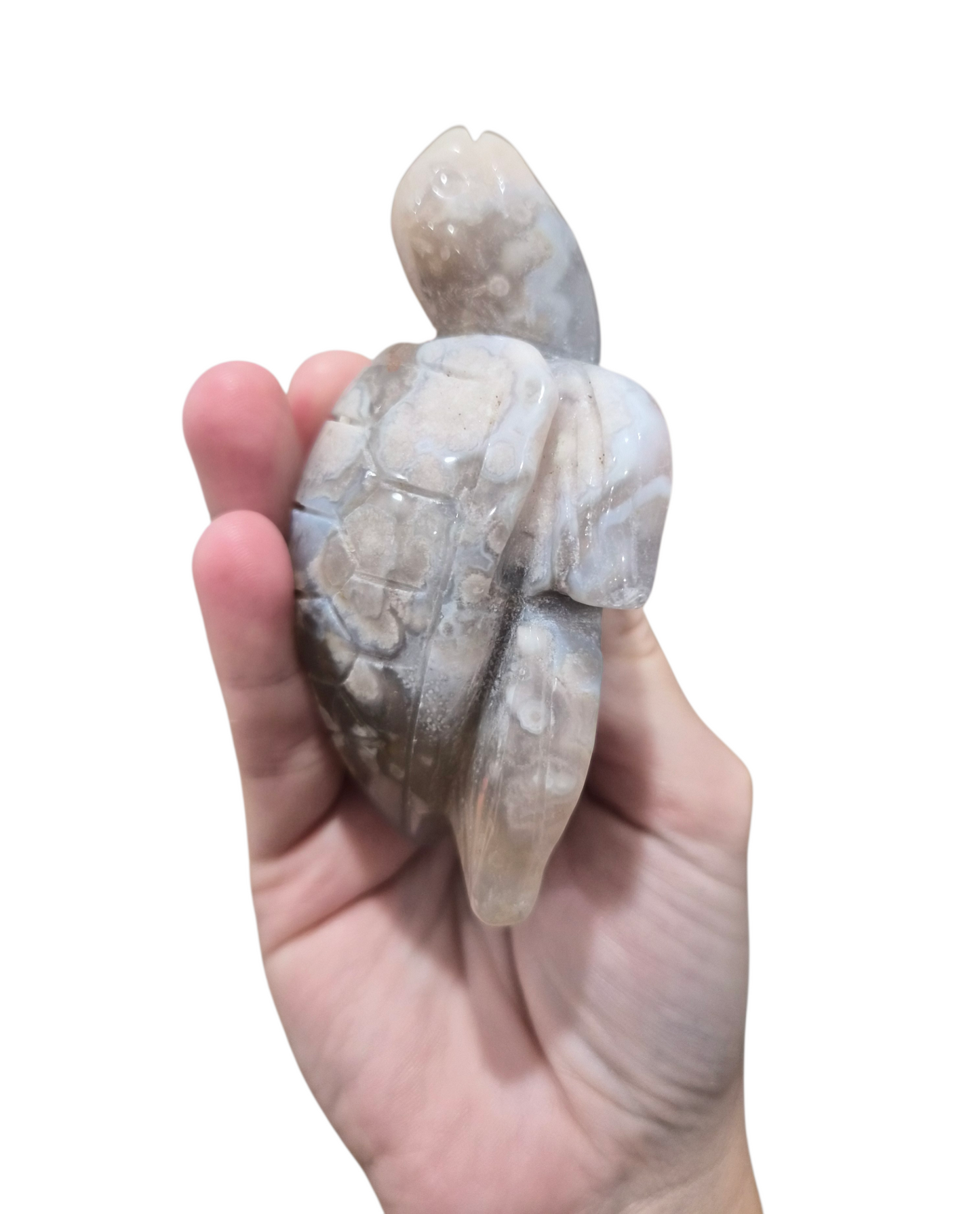 Flower Agate Turtle Carving 208