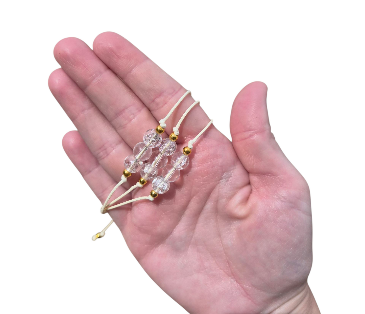 Clear Quartz 3Bead Bracelet