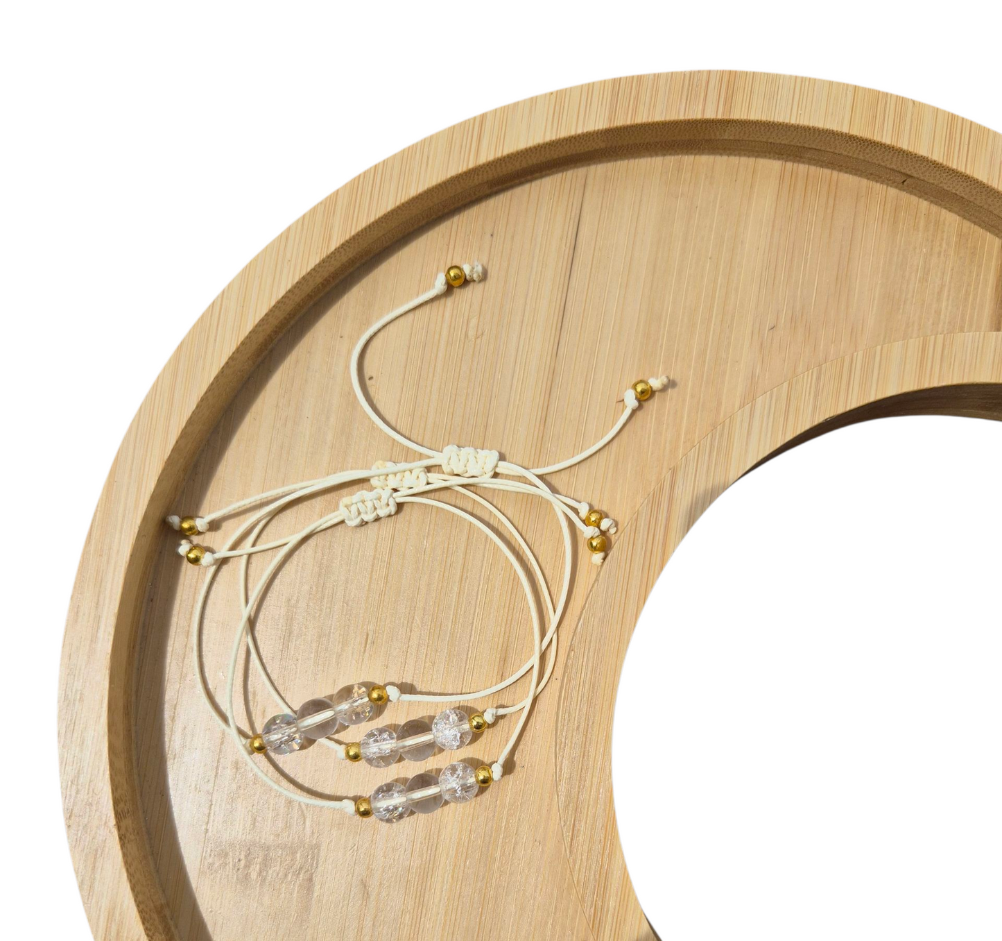 Clear Quartz 3Bead Bracelet