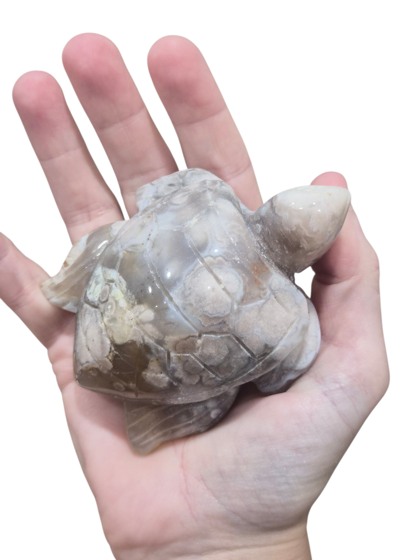Flower Agate Turtle Carving 208