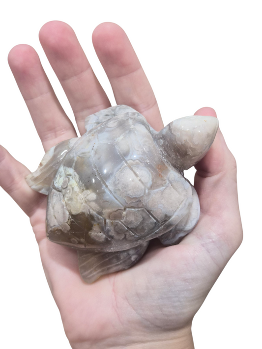 Flower Agate Turtle Carving 208