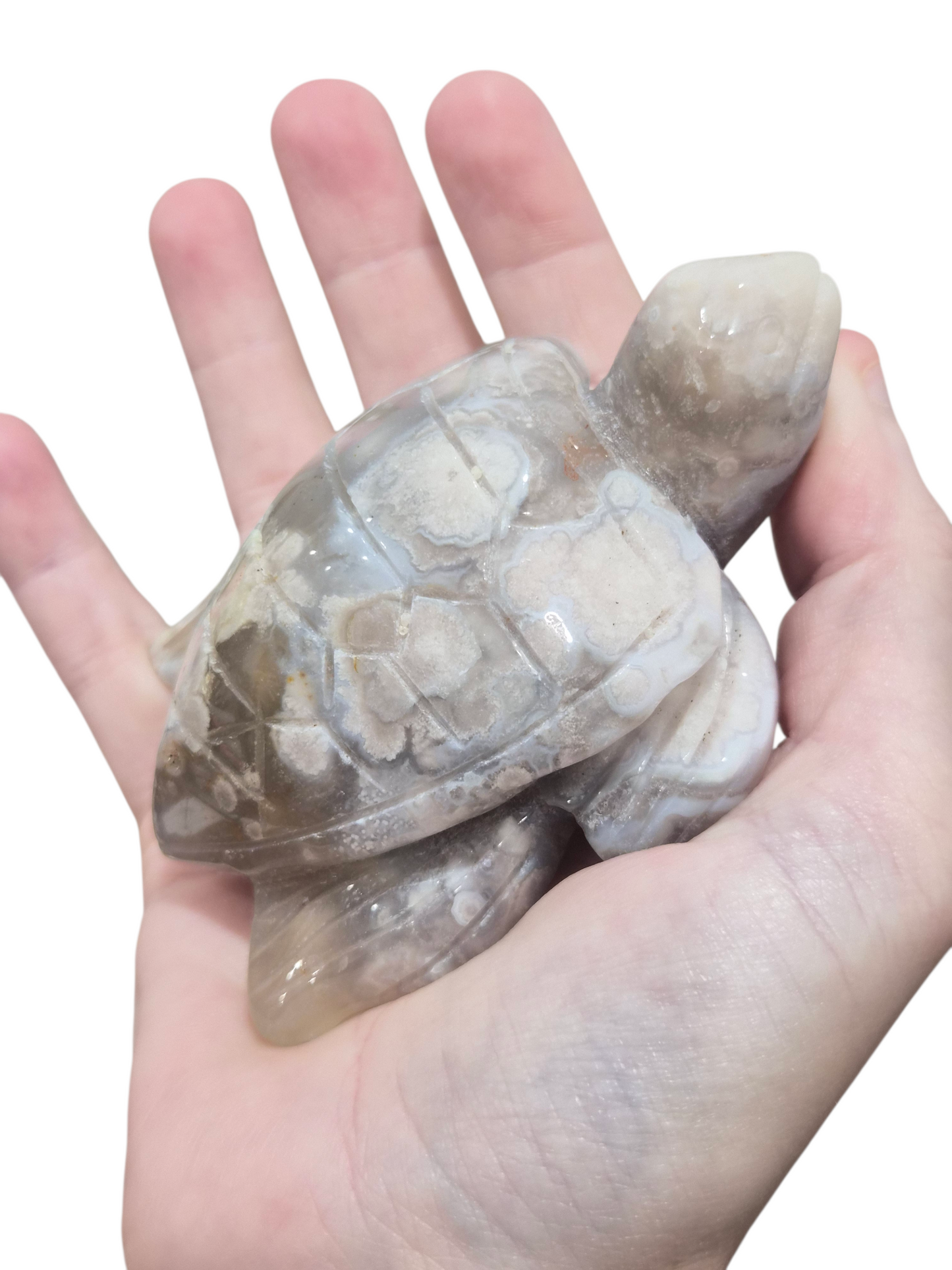 Flower Agate Turtle Carving 208
