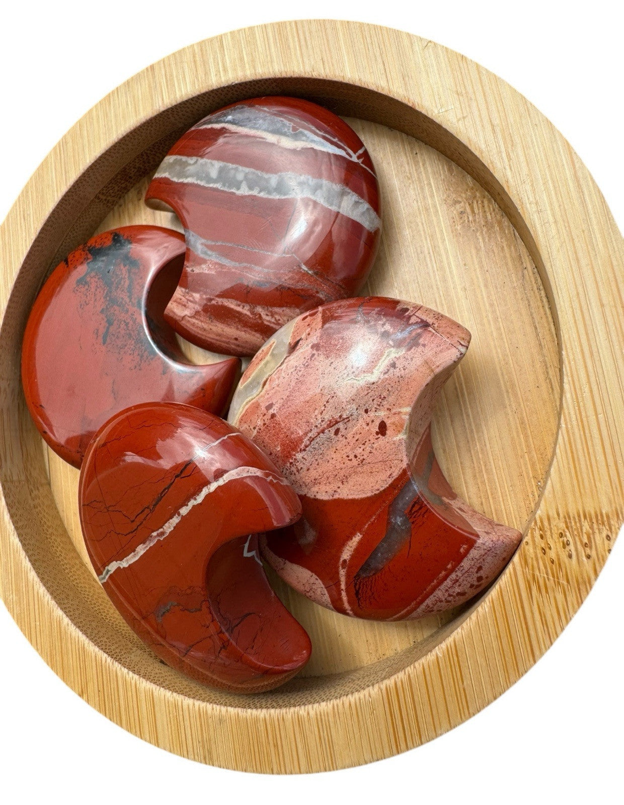 1pc RED JASPER MOON CRYSTAL CARVING Aus Seller