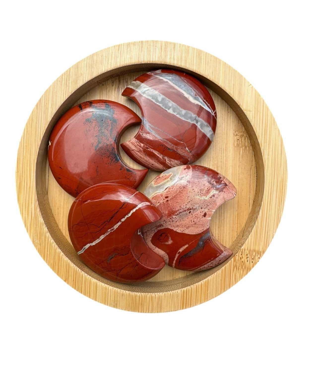1pc RED JASPER MOON CRYSTAL CARVING Aus Seller